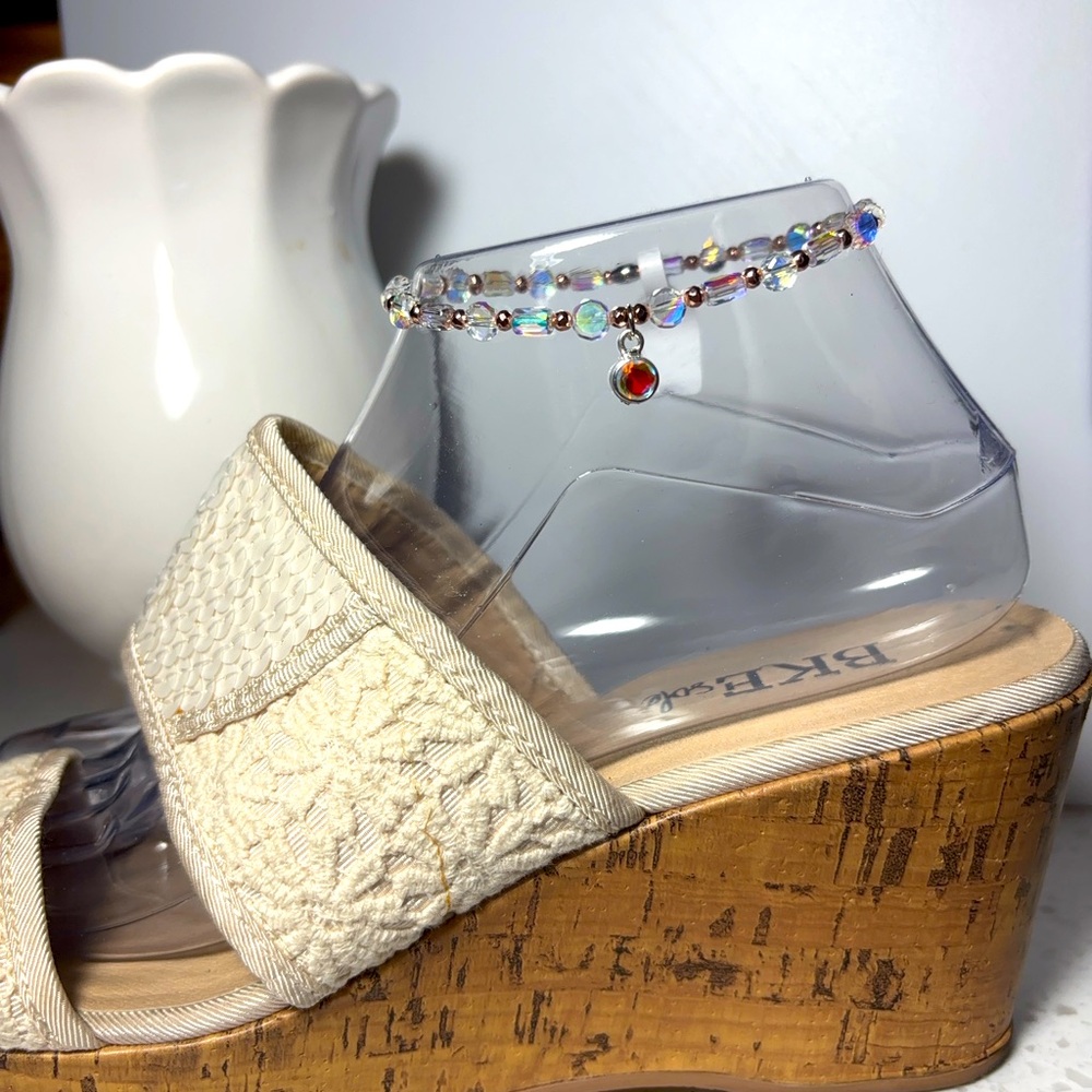 *SOLD* Anklet AB Crystal & Mystic Topaz Stretchy Ankle Bracelet